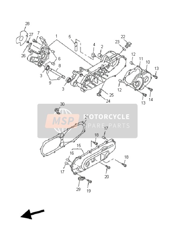 Yamaha CW50N BWS 2010 Caja Del Cigüeñal para un 2010 Yamaha CW50N BWS